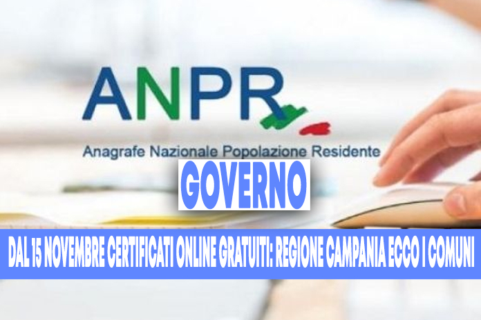 Governo, Anpr: Dal 15 Novembre, Certificati Anagrafici Online E ...